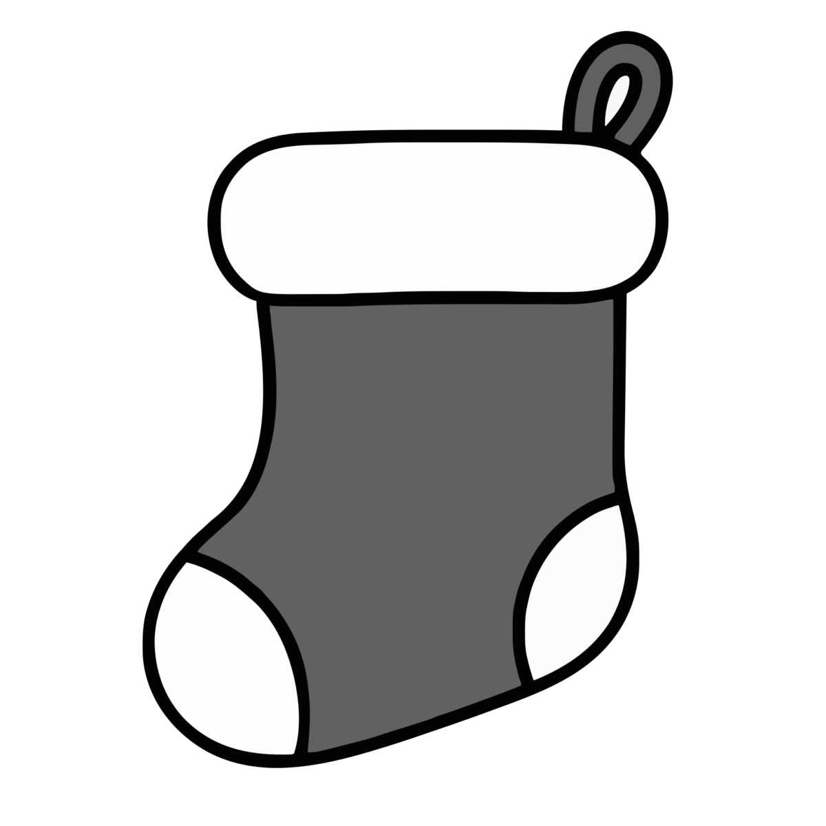 クリスマスの靴下のイラスト（モノクロ）