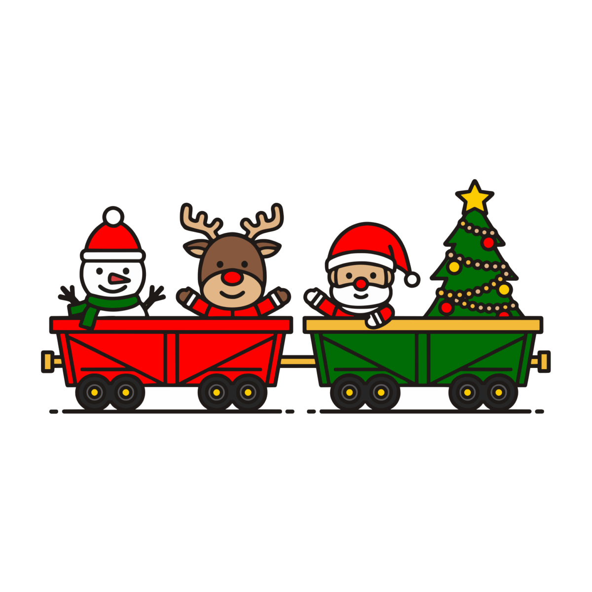 クリスマストレインのイラスト無料ダウンロード（カラー）