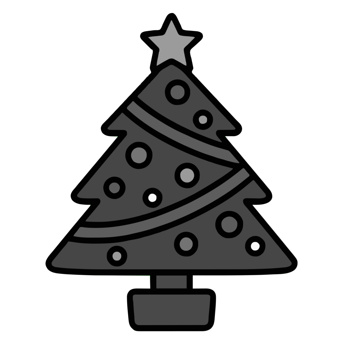 クリスマスツリー（シンプル）のイラスト無料ダウンロード（モノクロ）