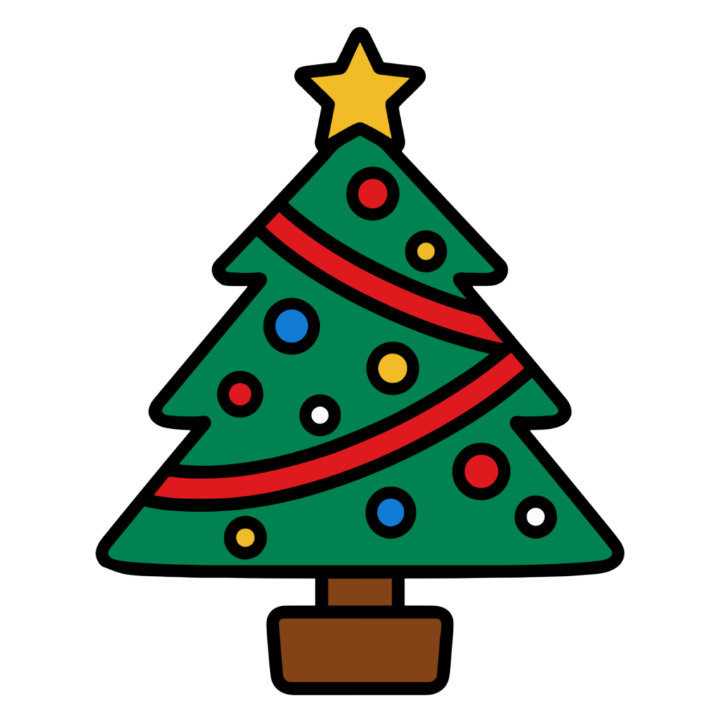 クリスマスツリー（シンプル）のイラスト無料ダウンロード（カラー）
