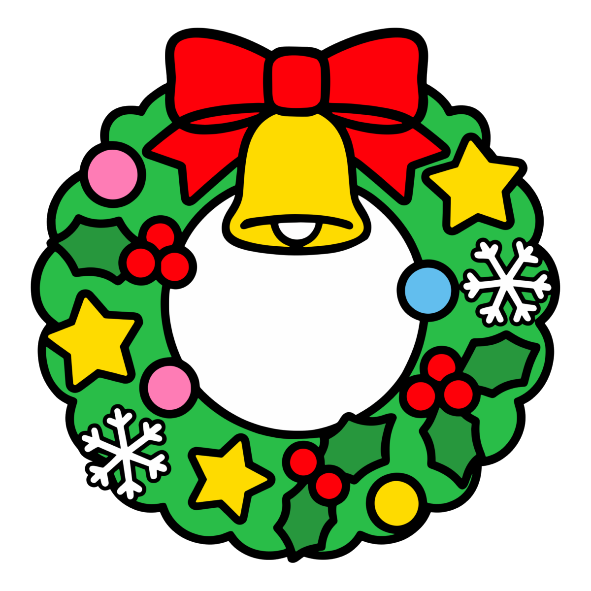 クリスマスリースのイラスト無料ダウンロード（カラー）