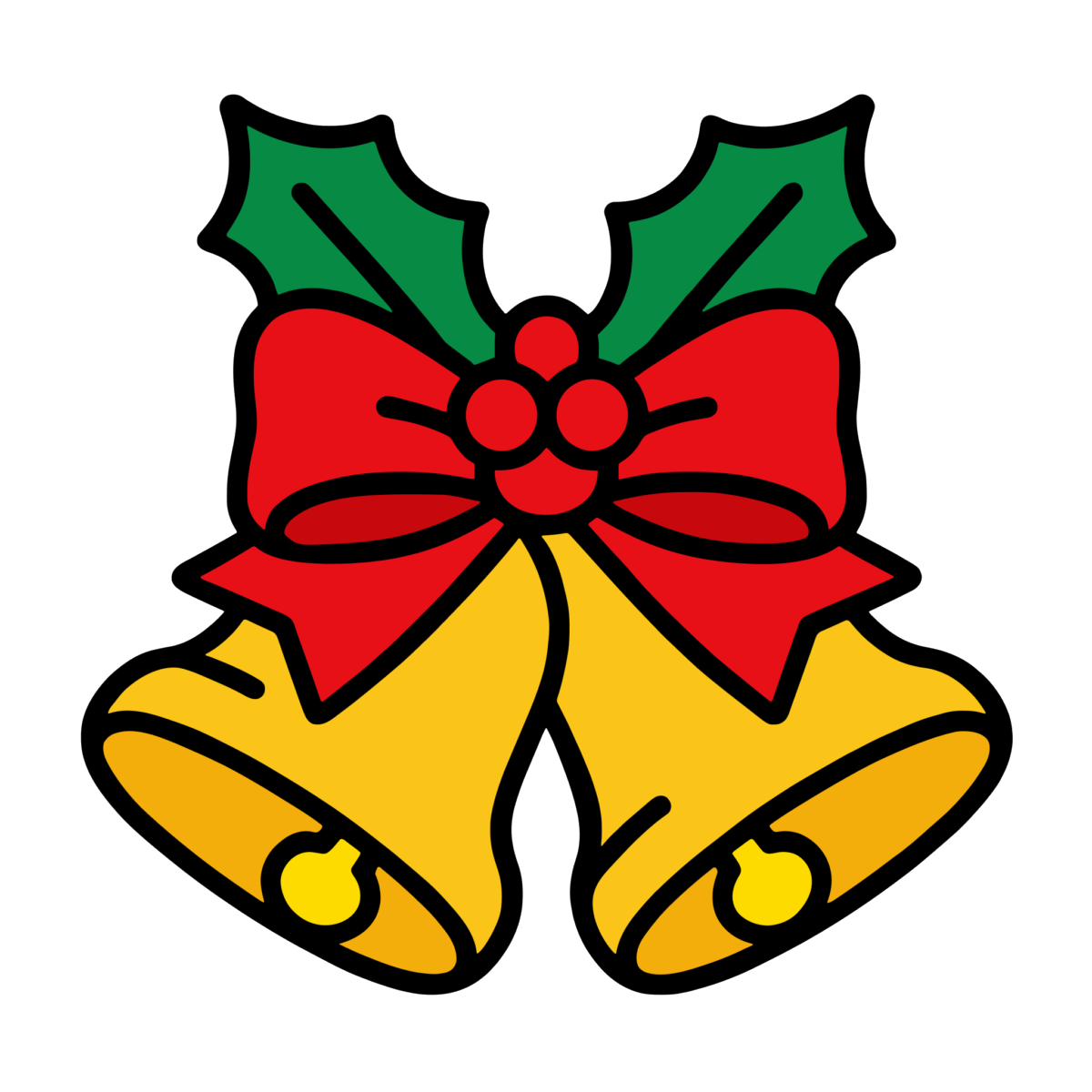 クリスマスベルのイラスト無料ダウンロード（カラー）