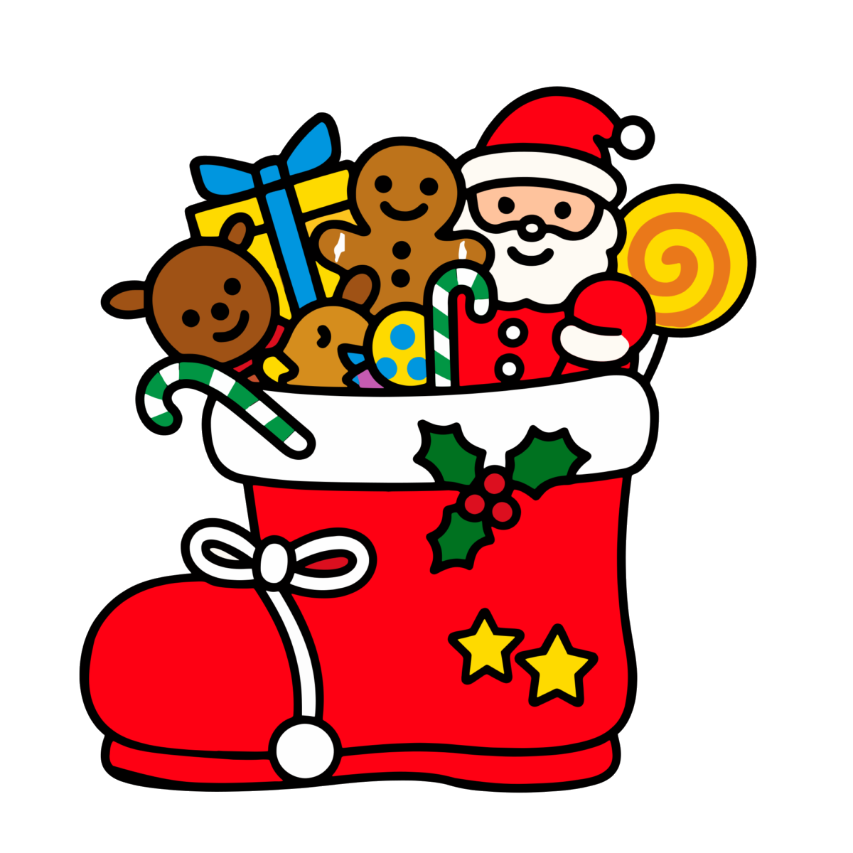 クリスマスブーツのイラスト無料ダウンロード(カラー)