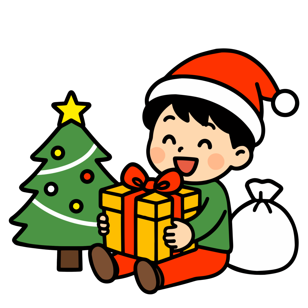 こどものクリスマスのイラスト無料ダウンロード（カラー）