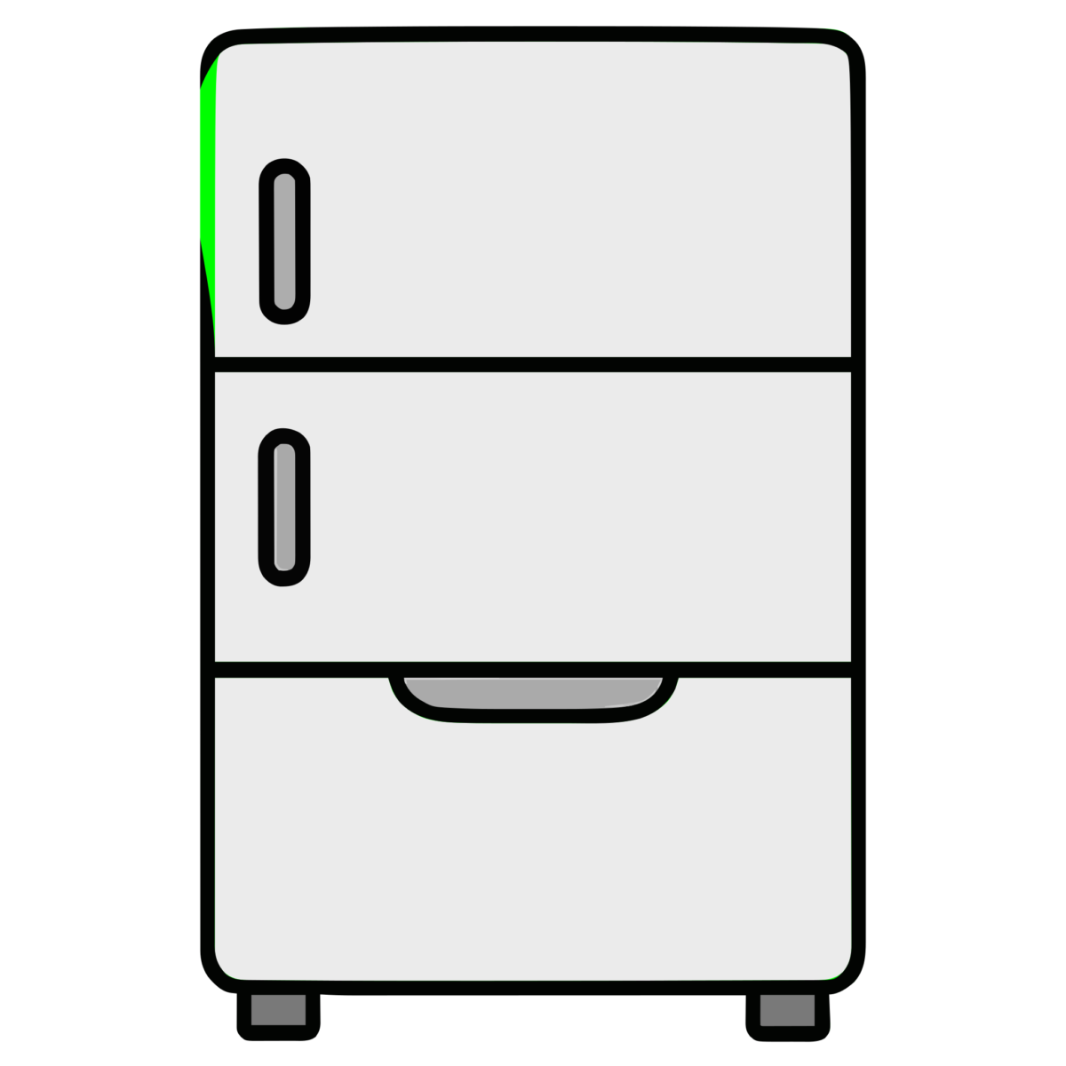 冷蔵庫(ドアが閉まっている)のイラスト無料ダウンロード(モノクロ)