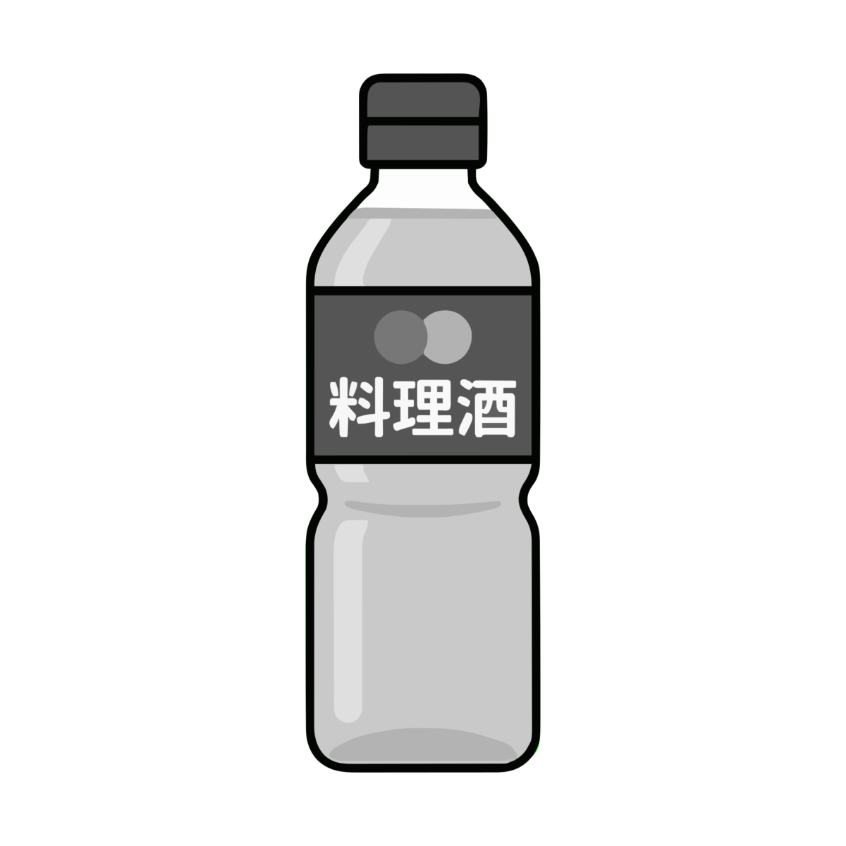 料理酒ボトルのイラスト無料ダウンロード（モノクロ）