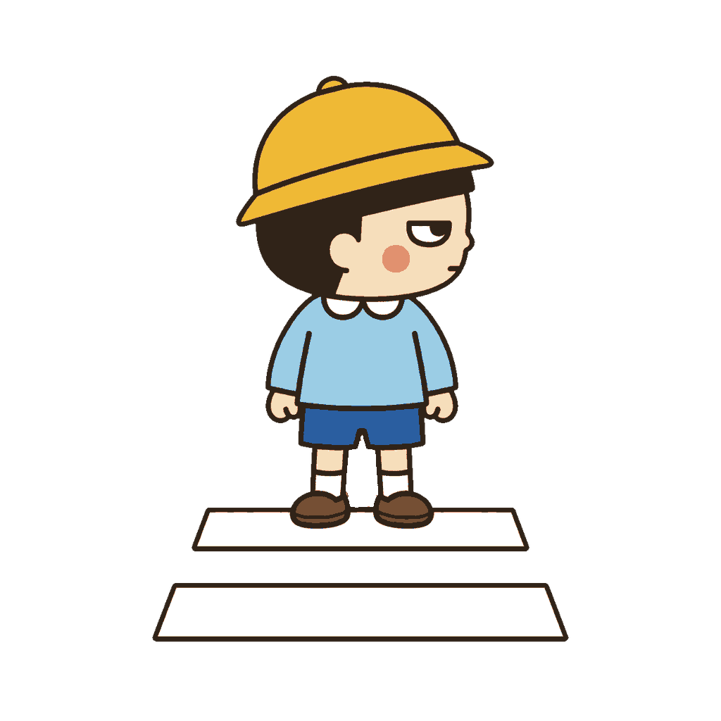 横断歩道の前で左右を確認する子どものイラスト（カラー）