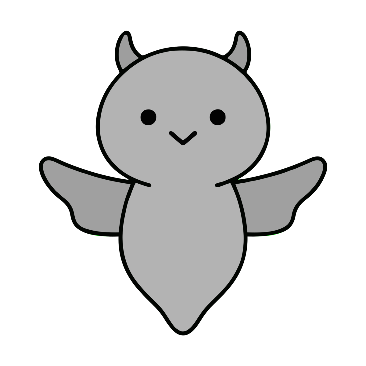 青いモンスターキャラクターのイラスト無料ダウンロード（モノクロ）