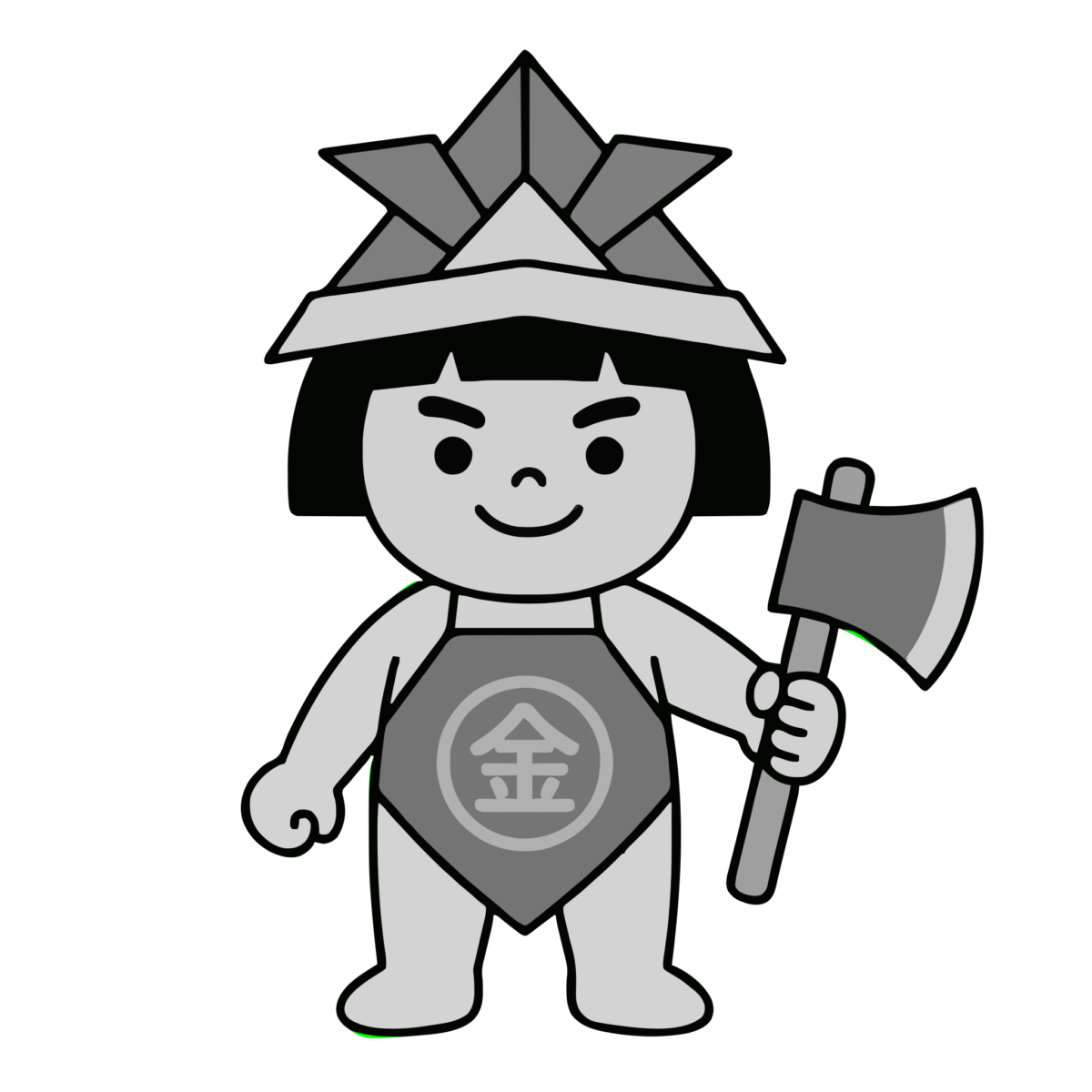 まさかりを持つ金太郎のイラスト無料ダウンロード（モノクロ）
