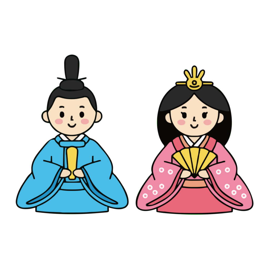 お内裏様とお雛様のイラスト無料ダウンロード（カラー）