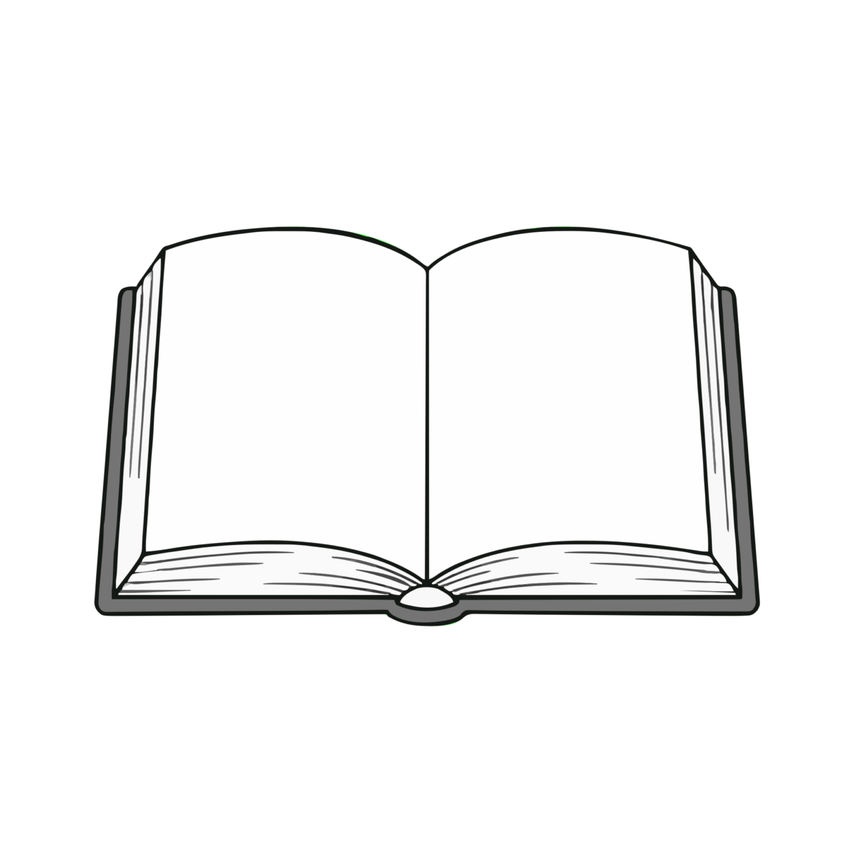 開いた本のイラスト無料ダウンロード（モノクロ）