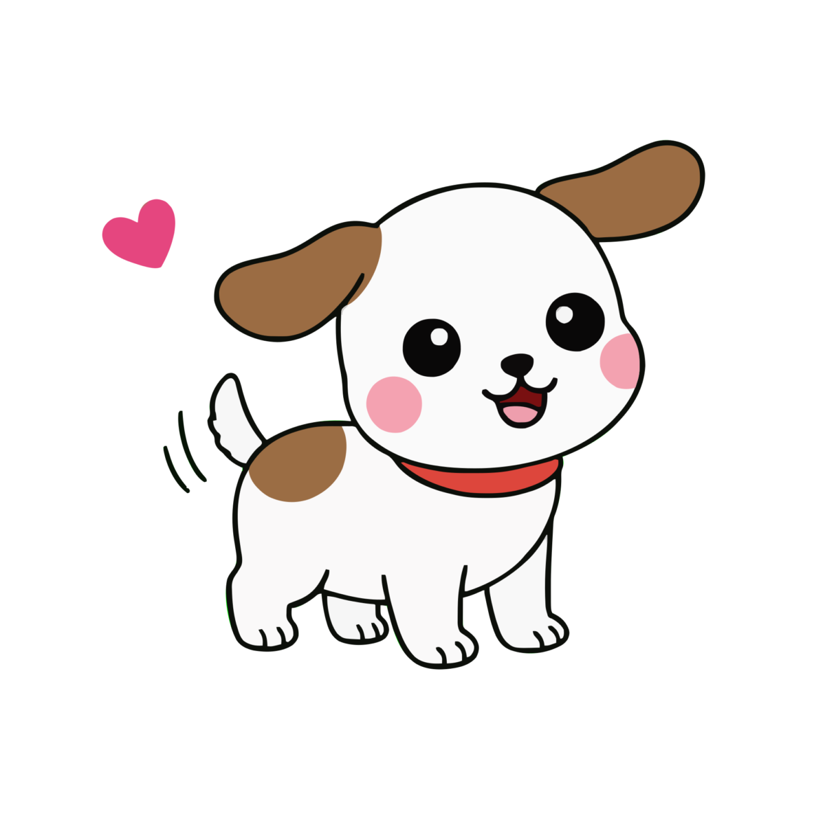 笑顔でしっぽを振る犬のイラスト無料ダウンロード（カラー）