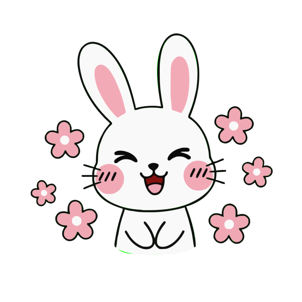笑顔で喜ぶうさぎのイラスト無料ダウンロード（カラー）