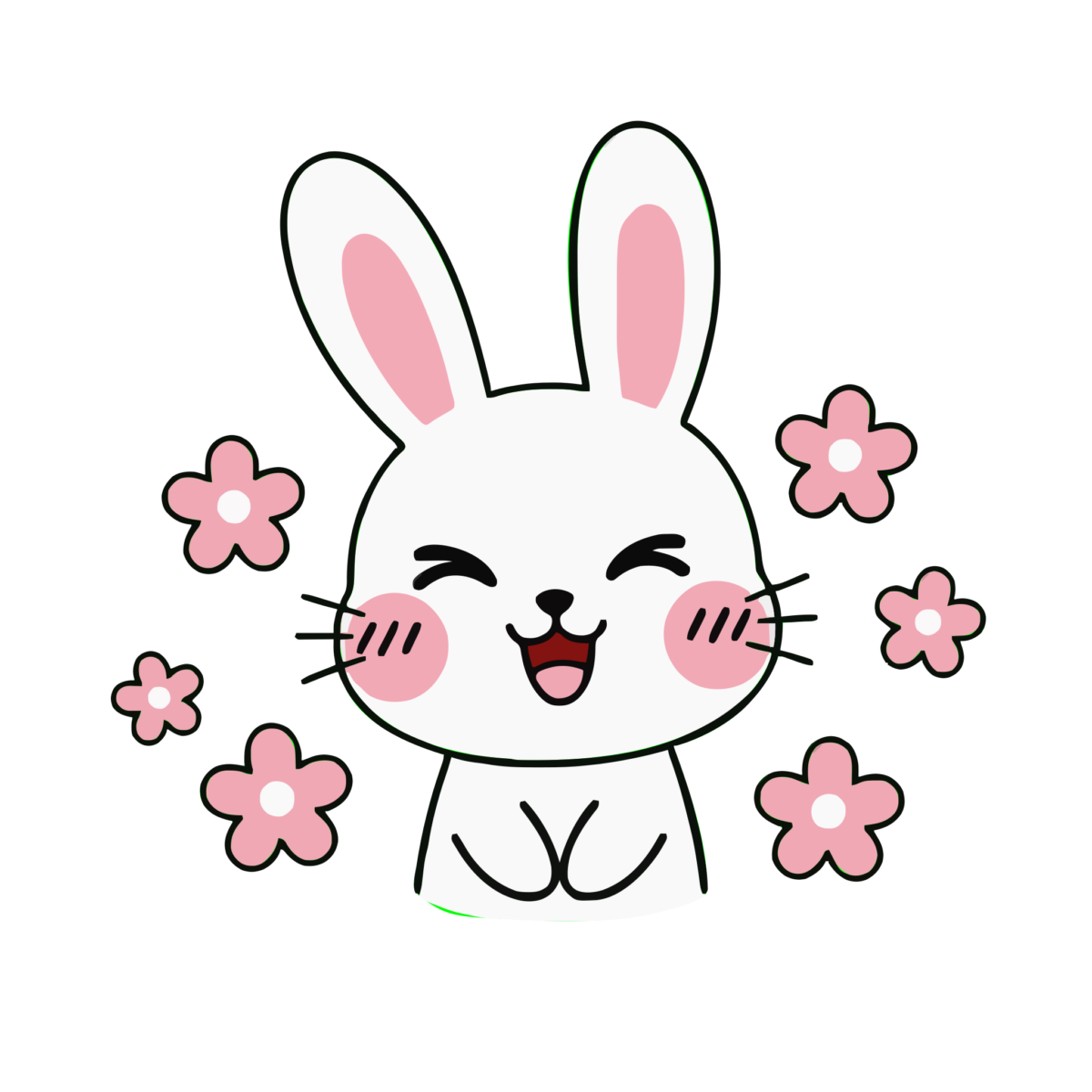 笑顔で喜ぶうさぎのイラスト無料ダウンロード（カラー）