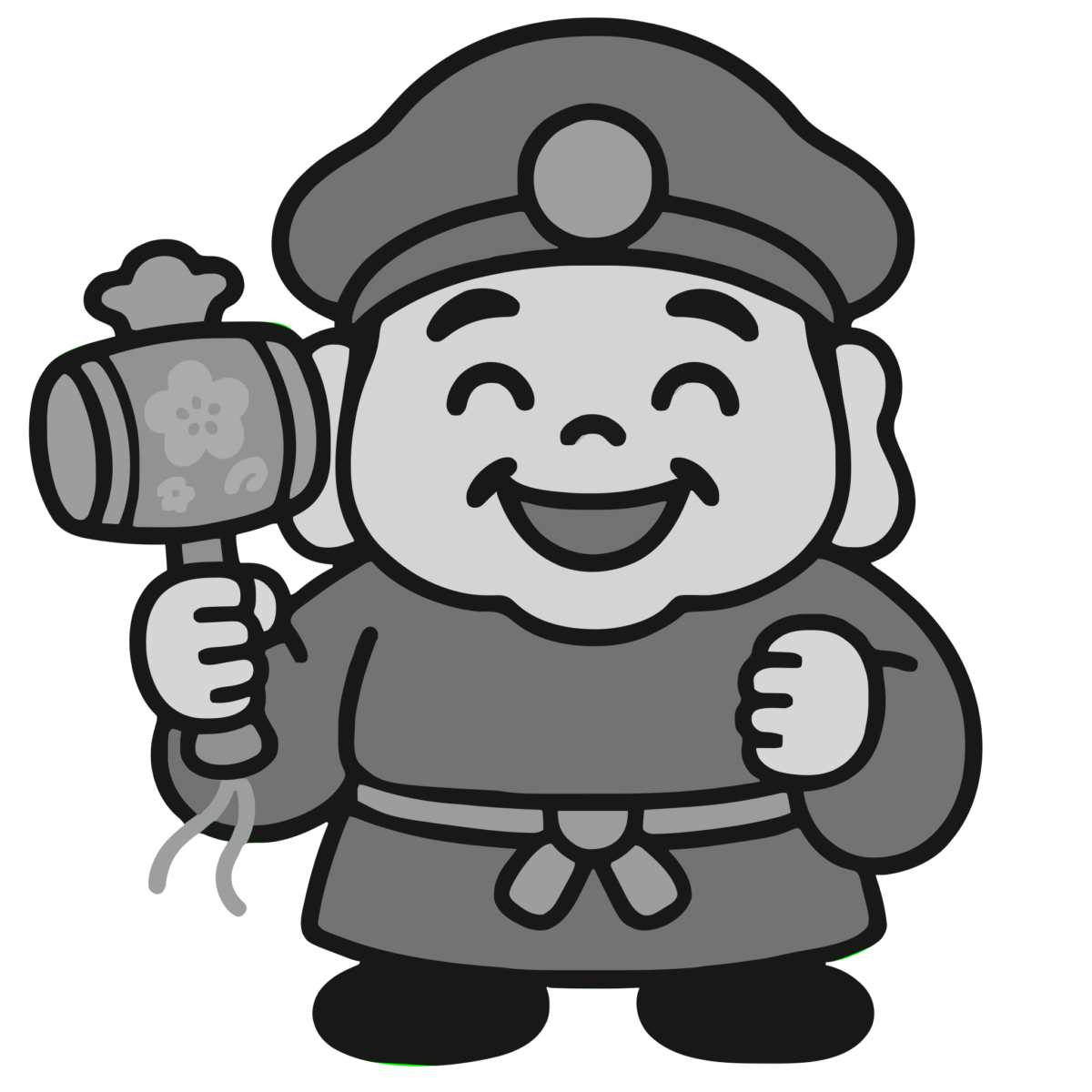 大黒天のイラスト無料ダウンロード(モノクロ)