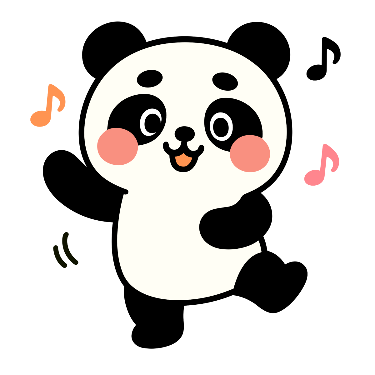 ダンスするパンダのイラスト無料ダウンロード(カラー)