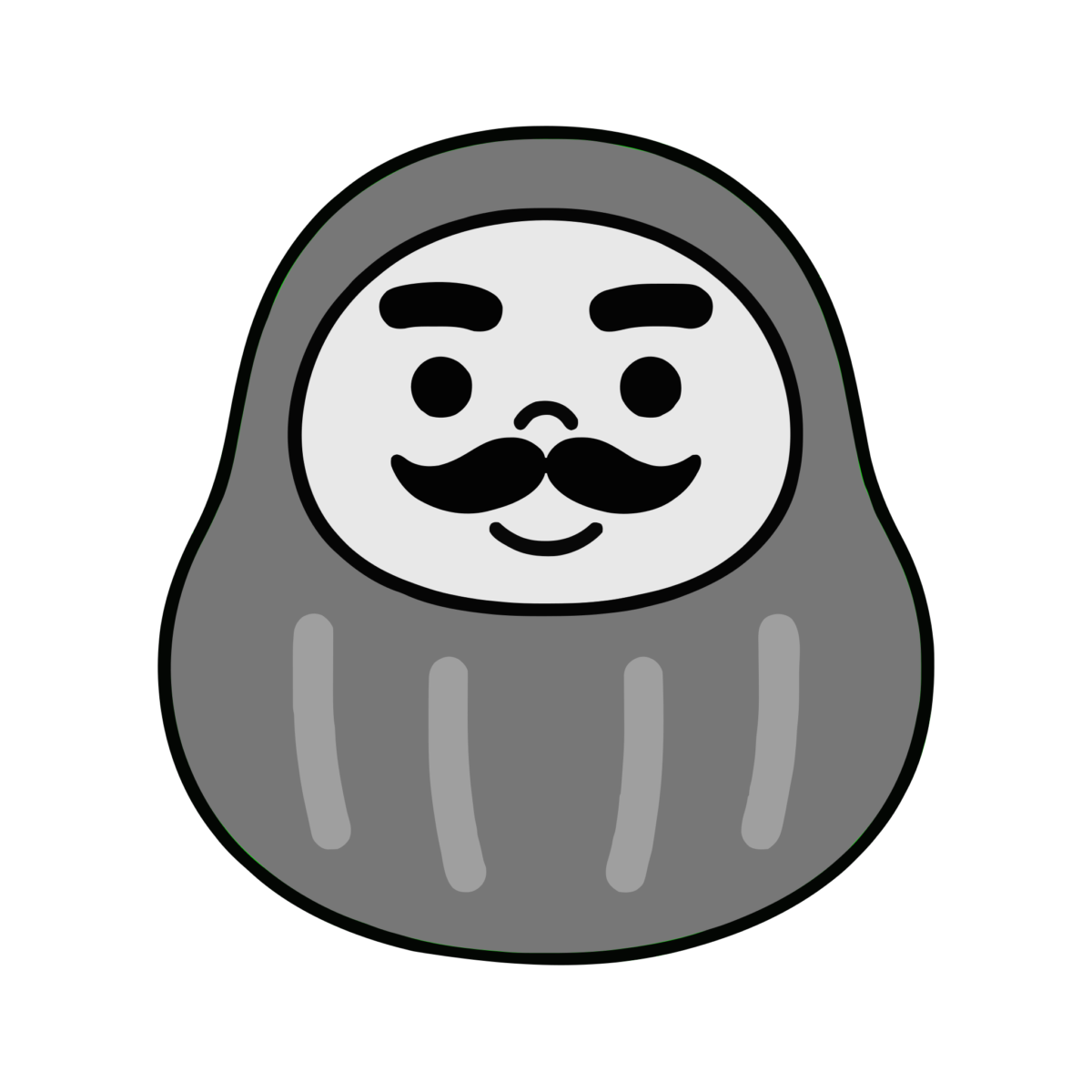 だるま（ひげ顔）のイラスト無料ダウンロード（モノクロ）
