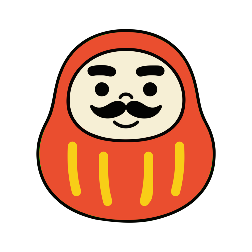 だるま（ひげ顔）のイラスト無料ダウンロード（カラー）