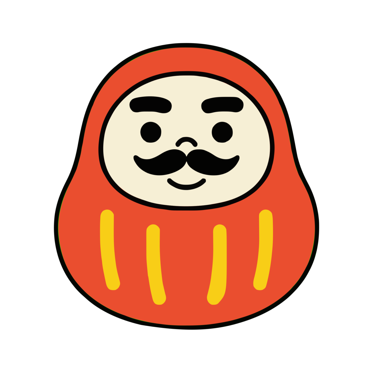 だるま（ひげ顔）のイラスト無料ダウンロード（カラー）