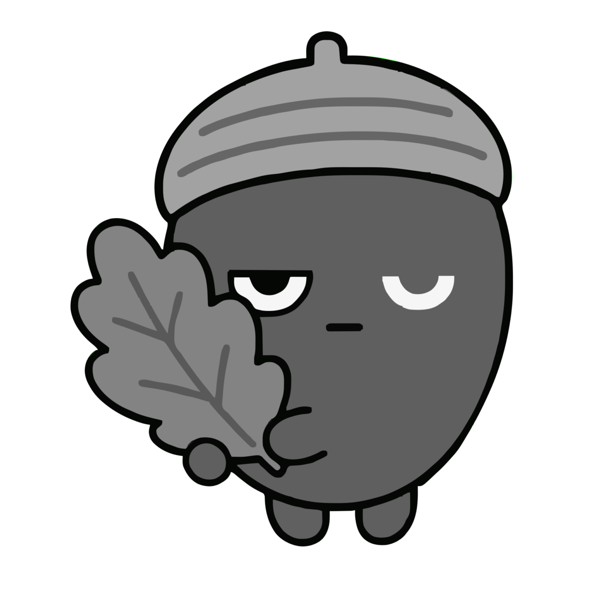 どんぐりのかわいいイラスト（秋）（モノクロ）