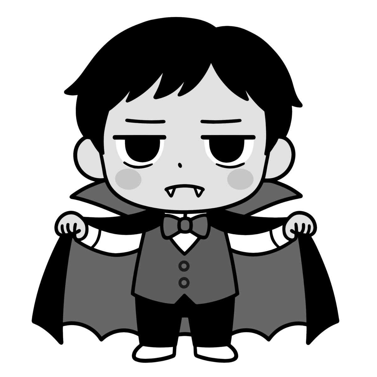 かわいい ドラキュラのイラスト無料ダウンロード（モノクロ）
