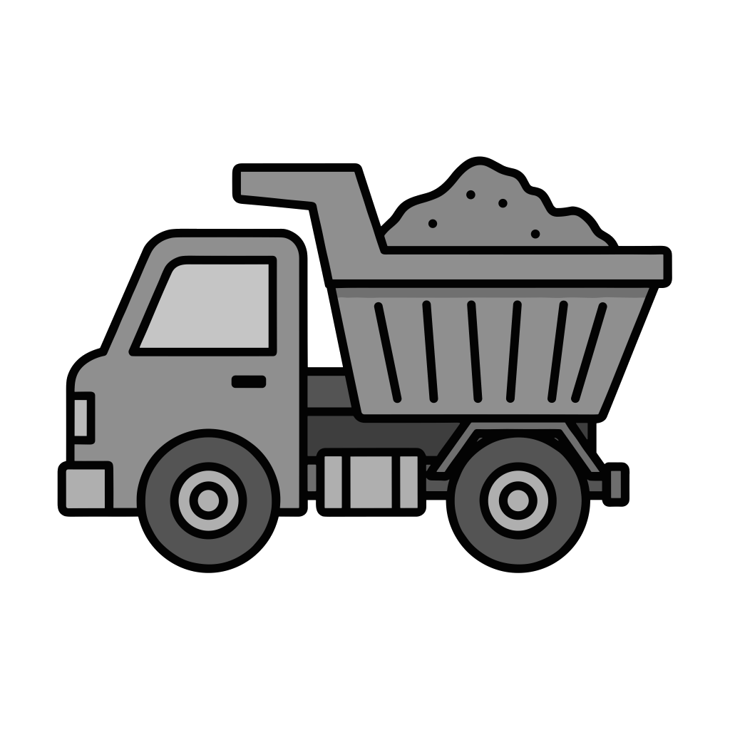 ダンプカーのイラスト無料ダウンロード(モノクロ)