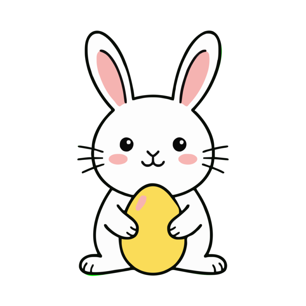 黄色い卵を持つイースターバニーのイラスト無料ダウンロード（カラー）