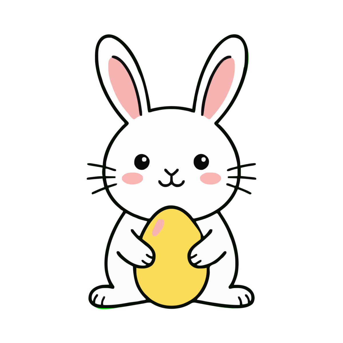 黄色い卵を持つイースターバニーのイラスト無料ダウンロード（カラー）