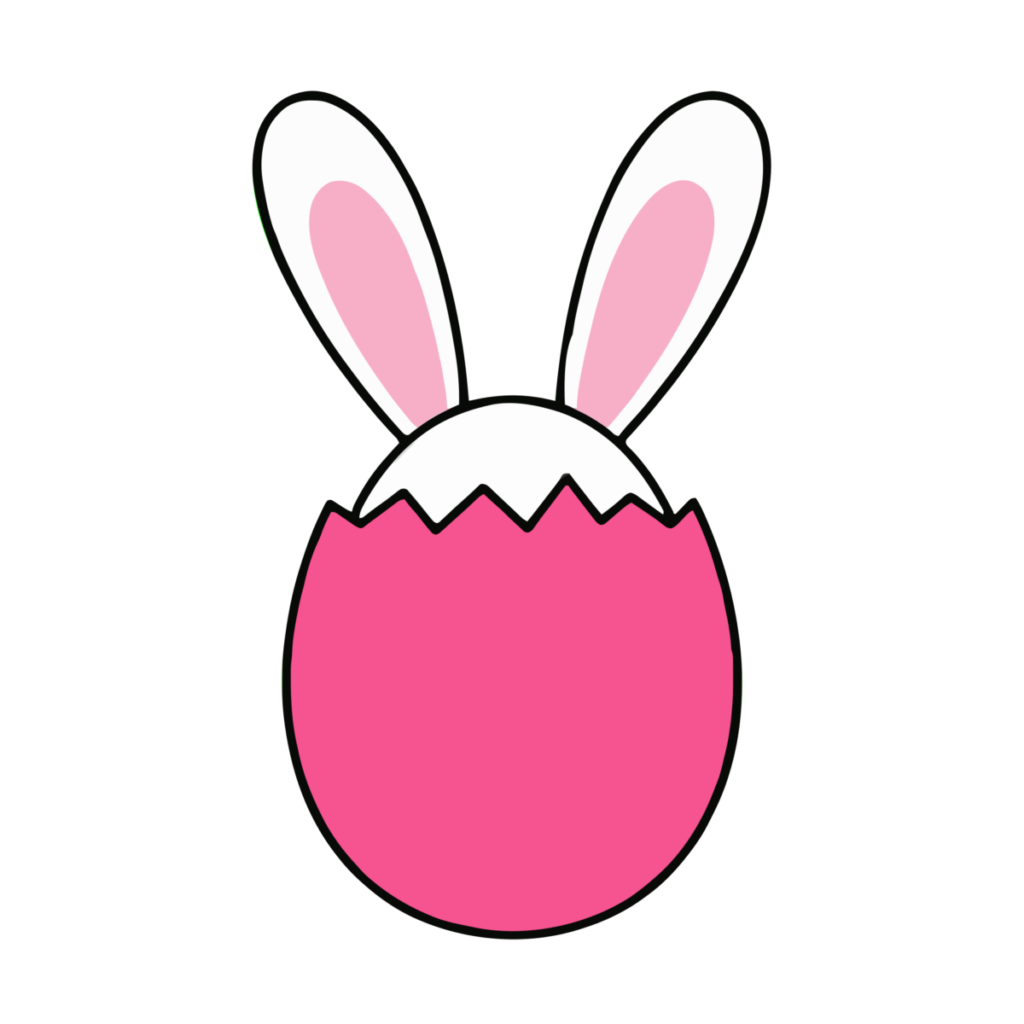 卵から顔を出すイースターバニーのイラスト無料ダウンロード（カラー）