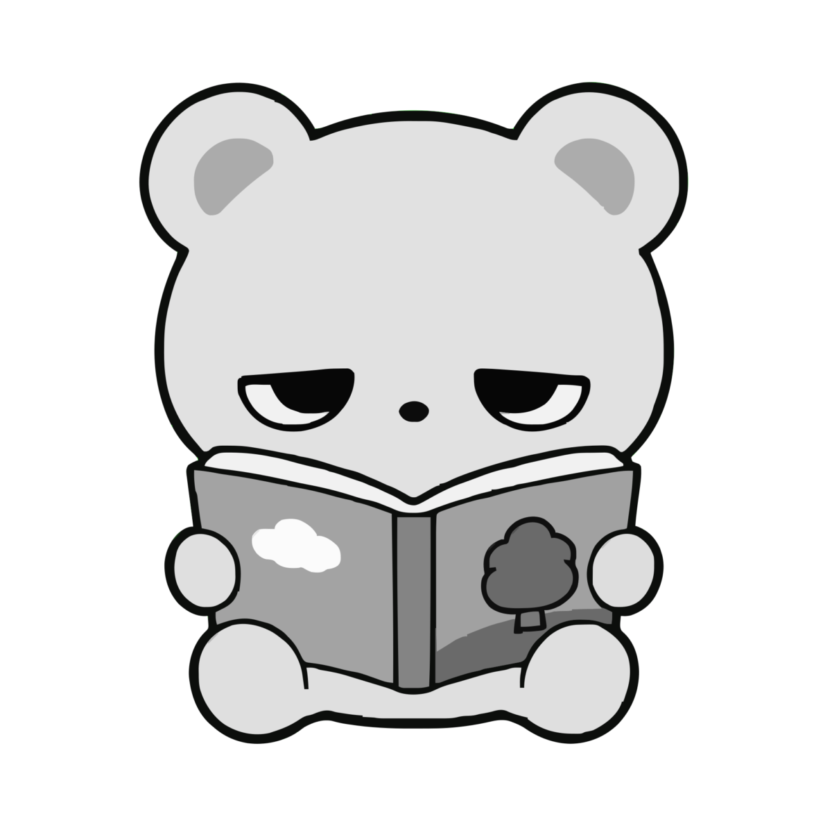 えほんのイラスト（かわいい）（モノクロ）