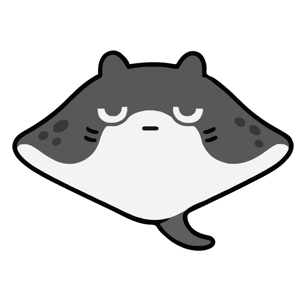 えいのイラスト（かわいい）（モノクロ）
