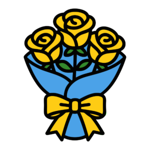 黄色いバラ花束