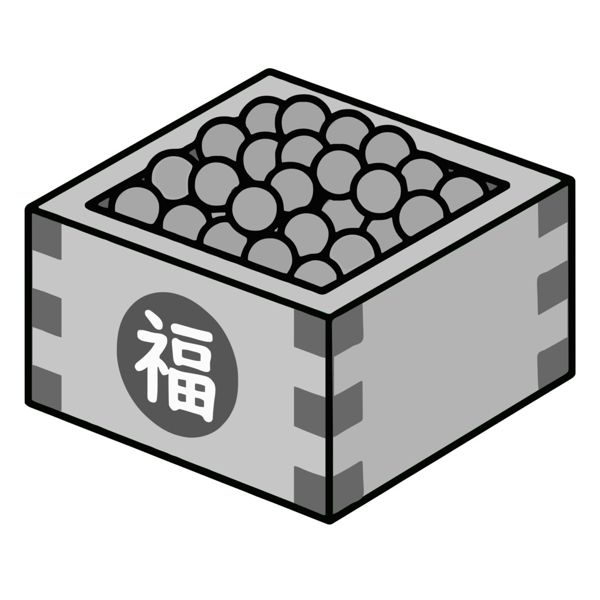 福豆入り枡のイラスト無料ダウンロード（モノクロ）