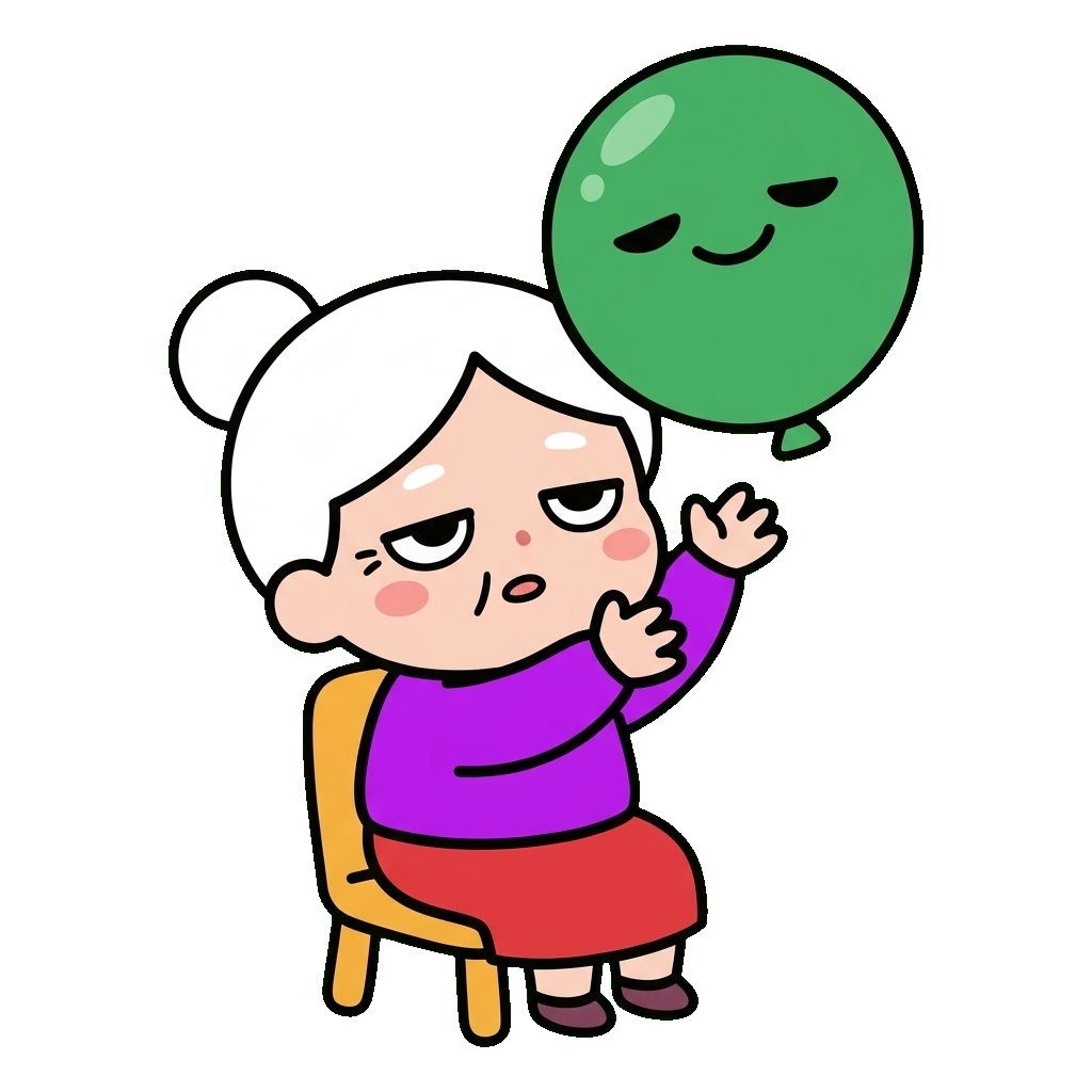 風船バレーをするお年寄り（レクリエーション）のイラスト（カラー）