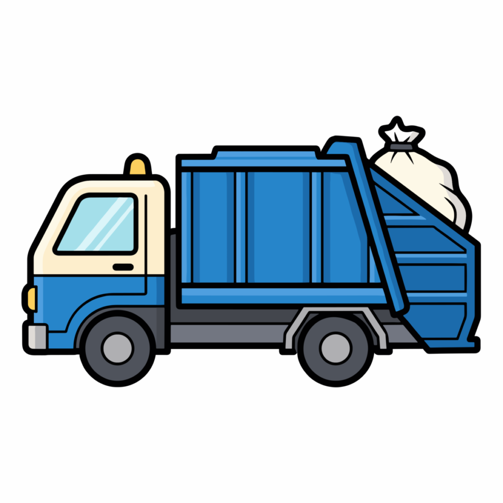 ごみ収集車のイラスト無料ダウンロード（カラー）