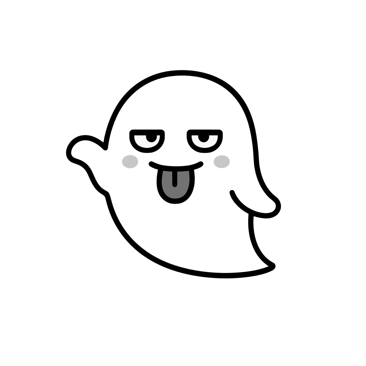 おばけ(あっかんべーver.)のイラスト無料ダウンロード（モノクロ）