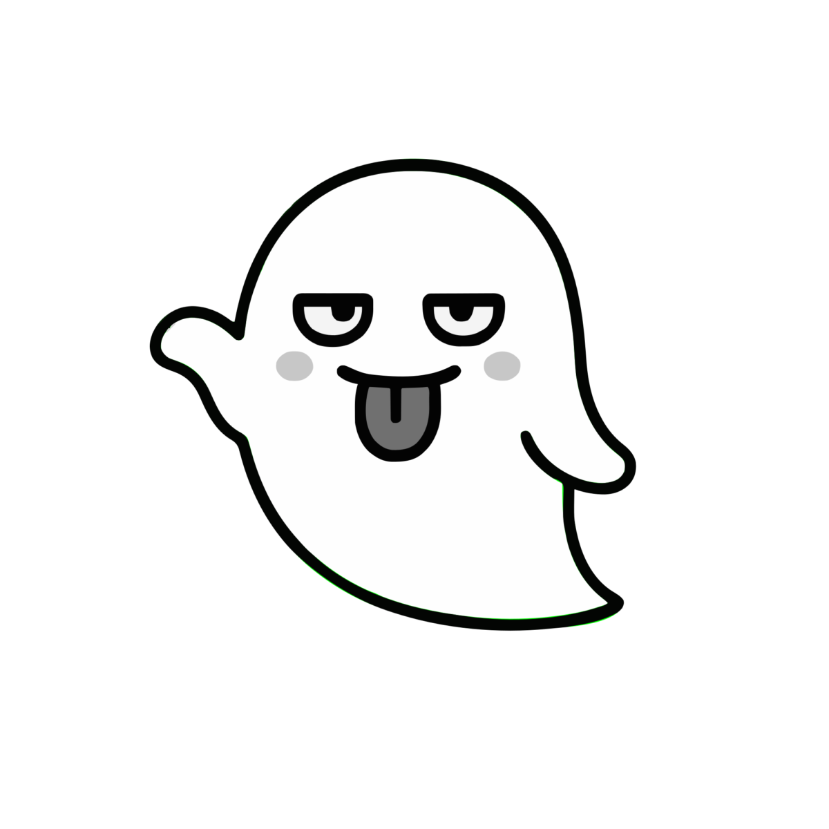 おばけ(あっかんべーver.)のイラスト無料ダウンロード（モノクロ）