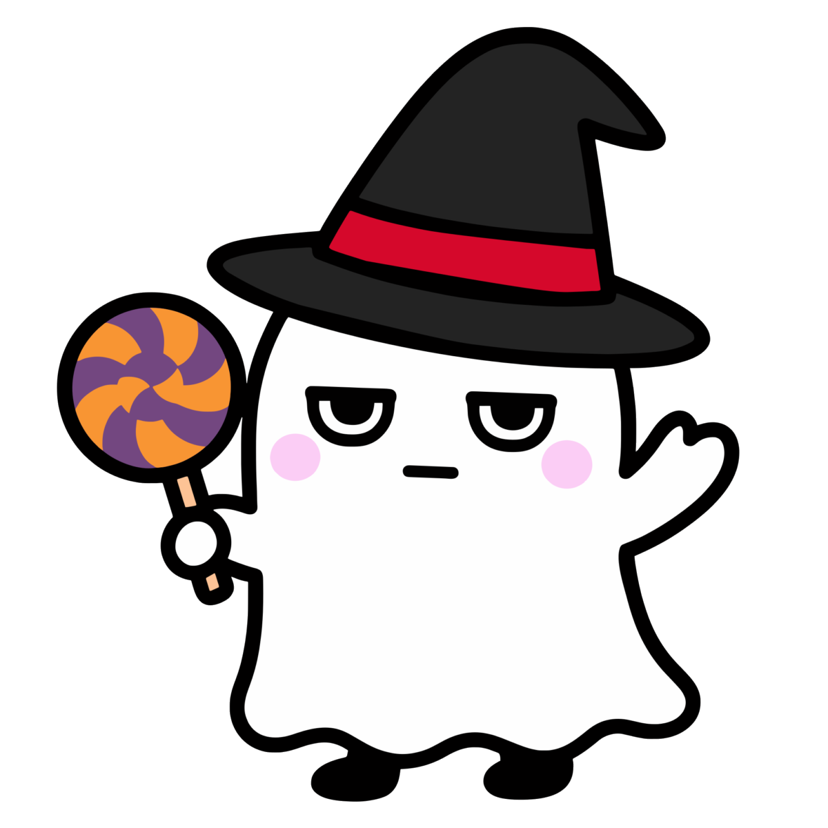 かわいい キャンディを持つ おばけのイラスト無料ダウンロード（カラー）