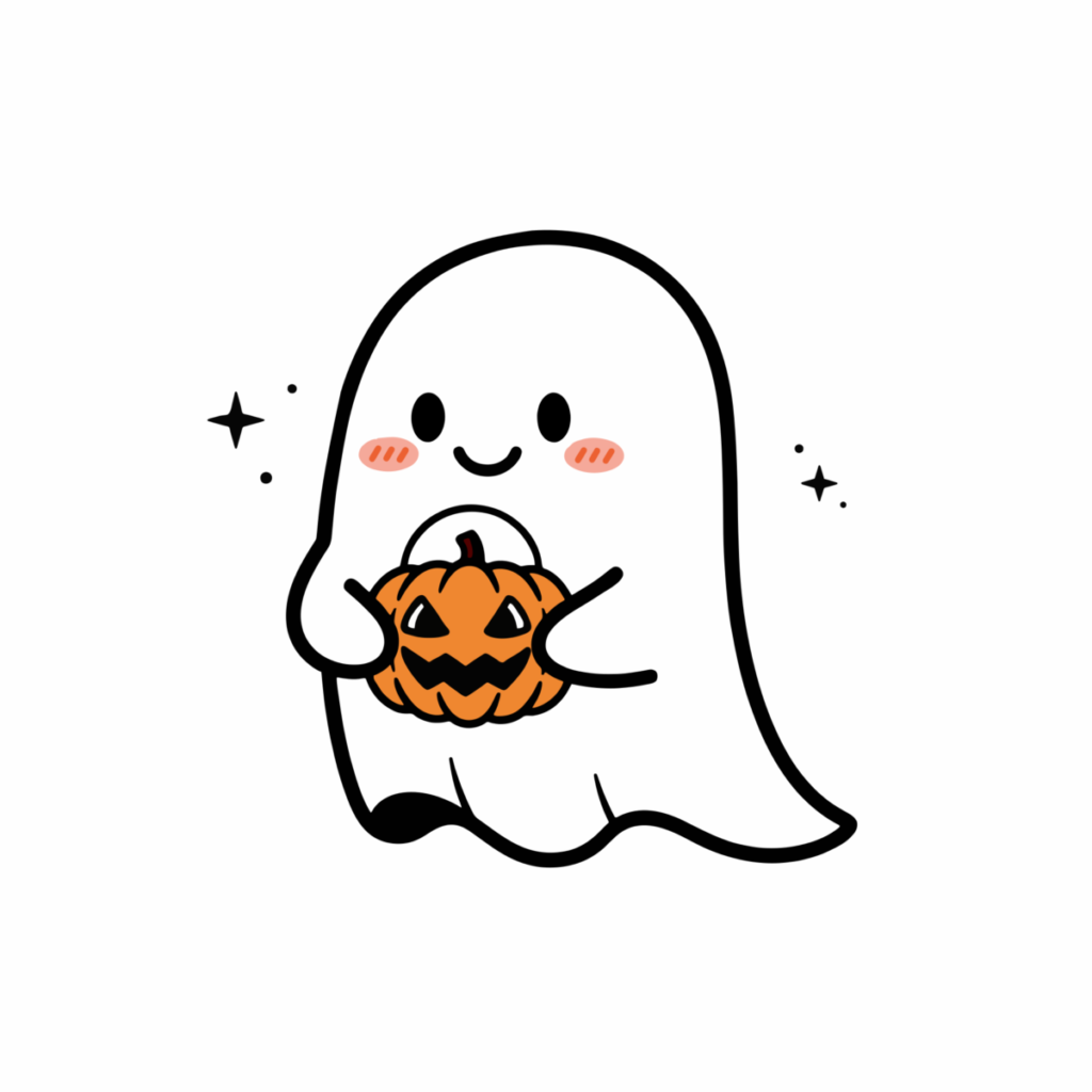 おばけとかぼちゃのイラスト無料ダウンロード（カラー）