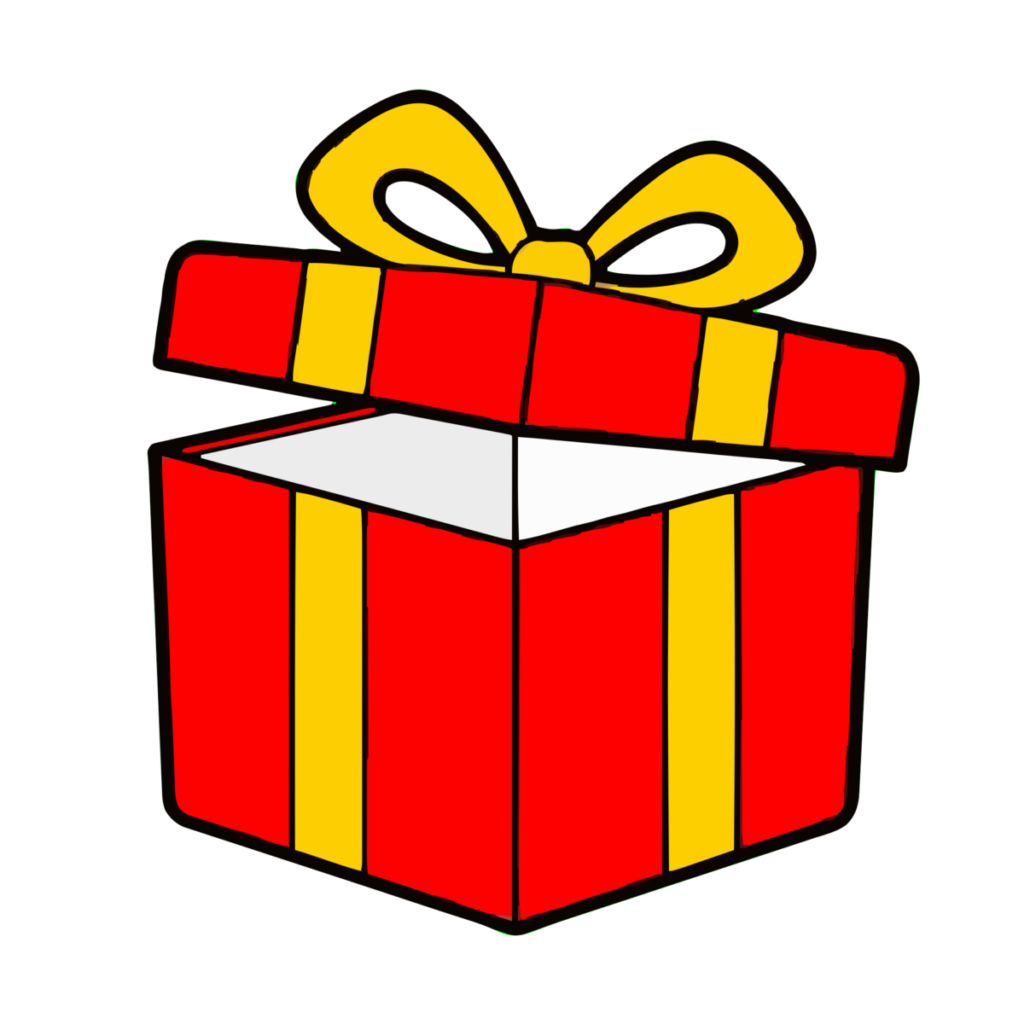 プレゼントの箱（開いたところ）のイラスト無料ダウンロード（カラー）