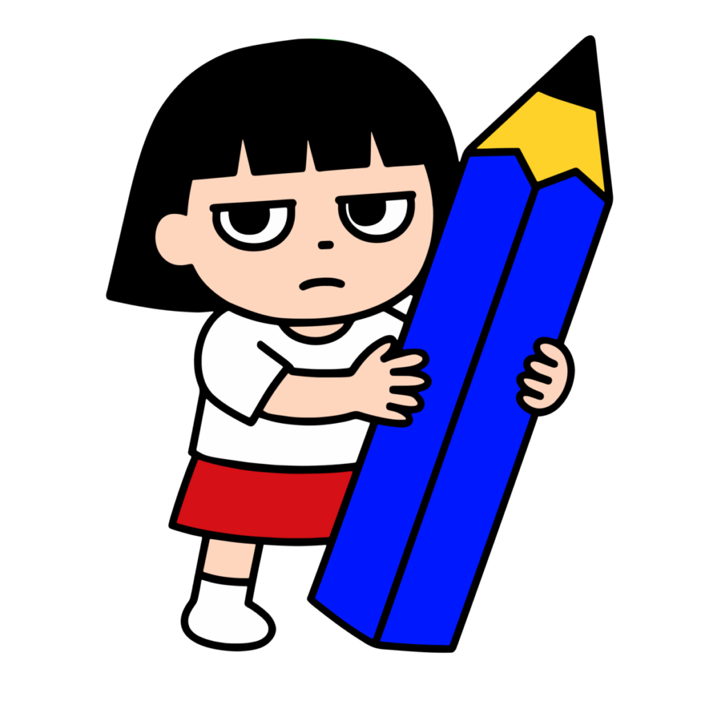 鉛筆 女の子のイラスト無料ダウンロード（カラー）