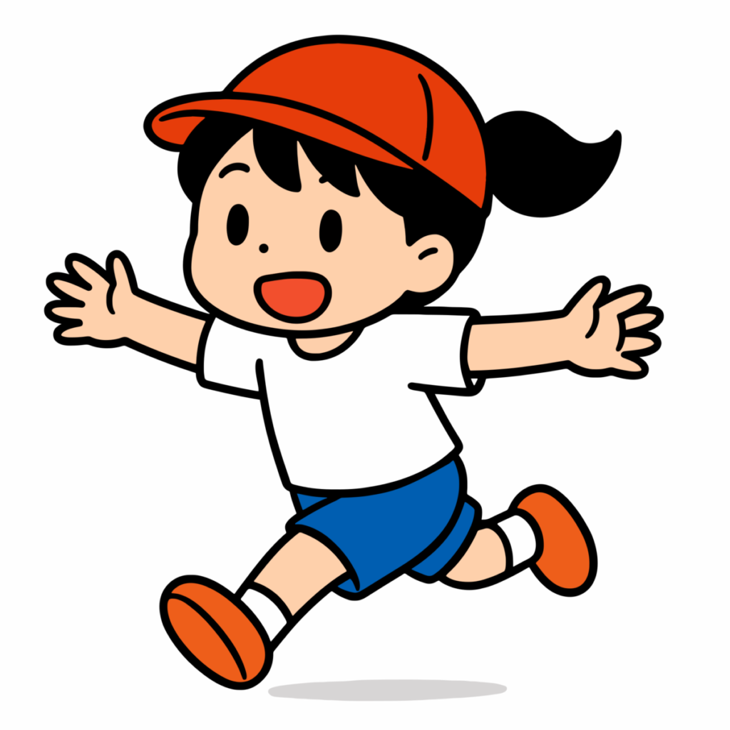 女の子の走るのイラスト無料ダウンロード（カラー）