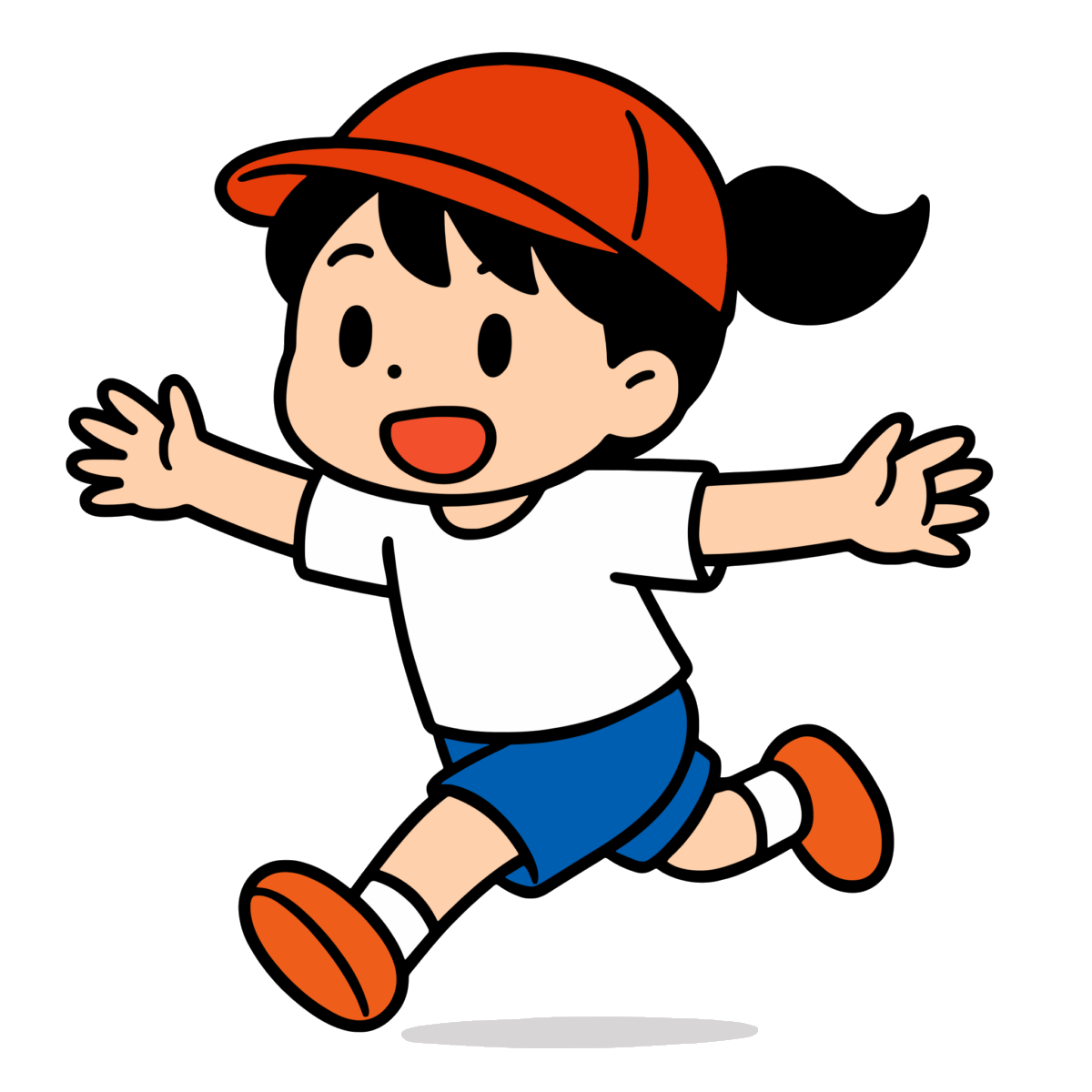 女の子の走るのイラスト無料ダウンロード（カラー）