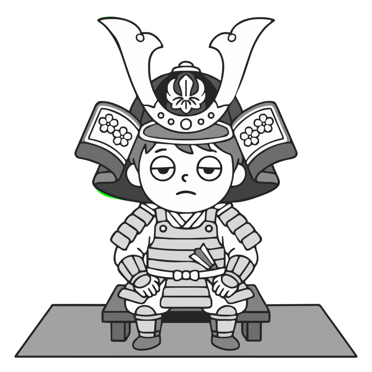 五月人形・鎧兜のイラスト（モノクロ）