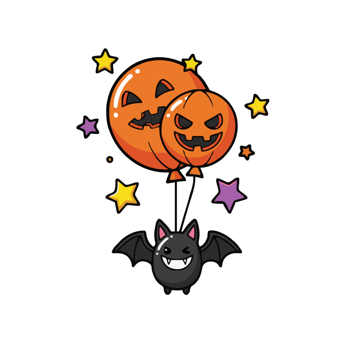 ハロウィン風船のイラスト無料ダウンロード（カラー）