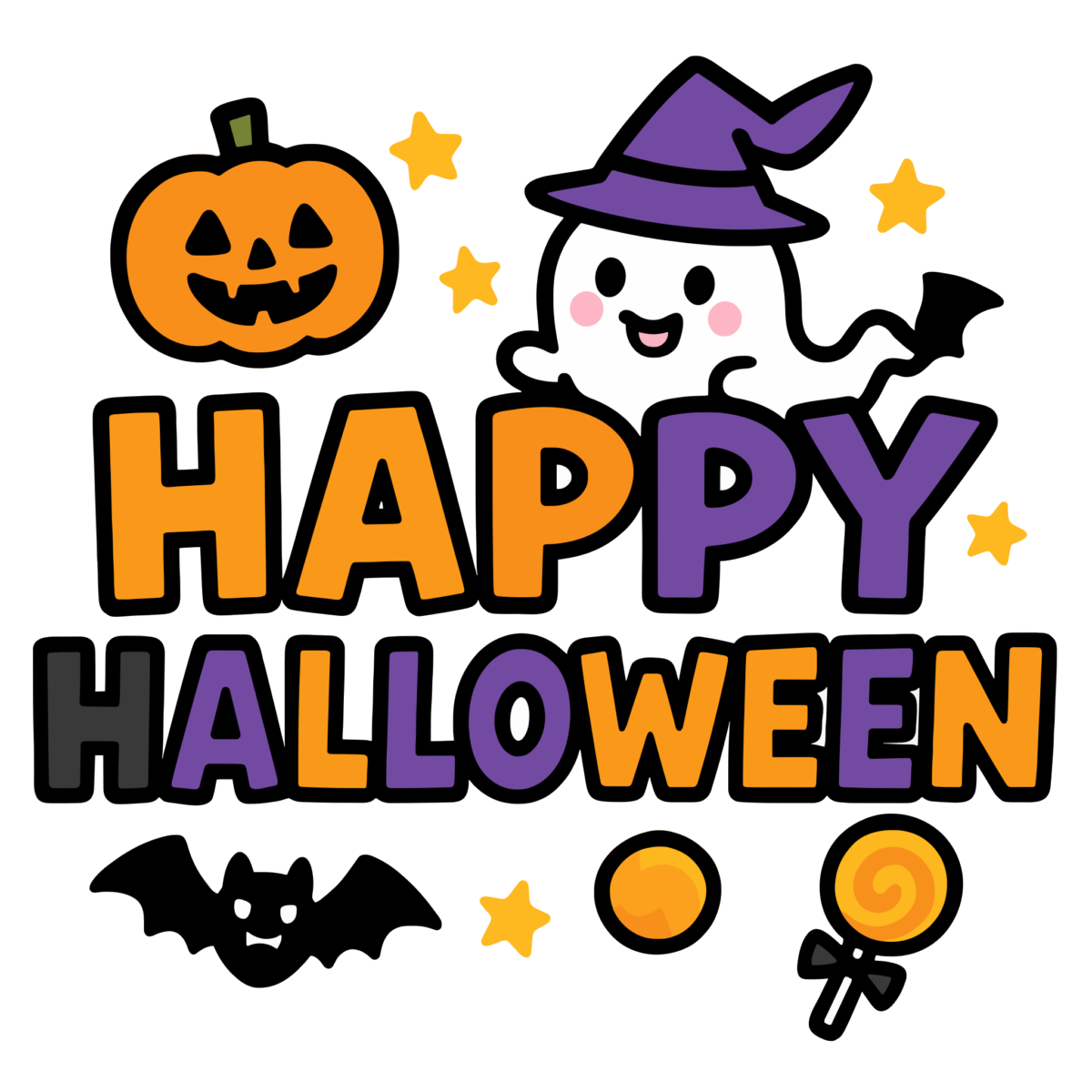 ハロウィン文字のイラスト無料ダウンロード（カラー）