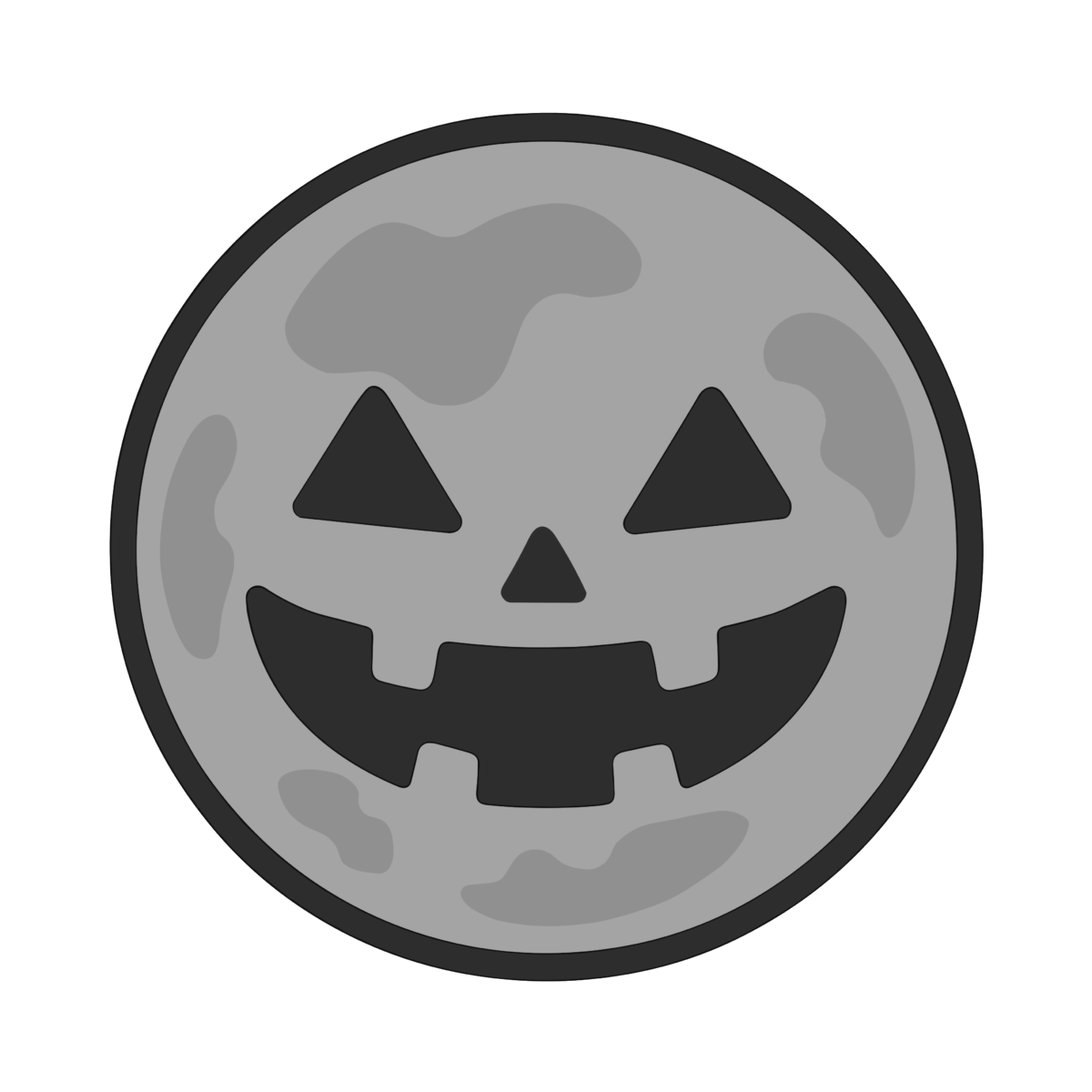 ハロウィンの月のイラスト無料ダウンロード（モノクロ）