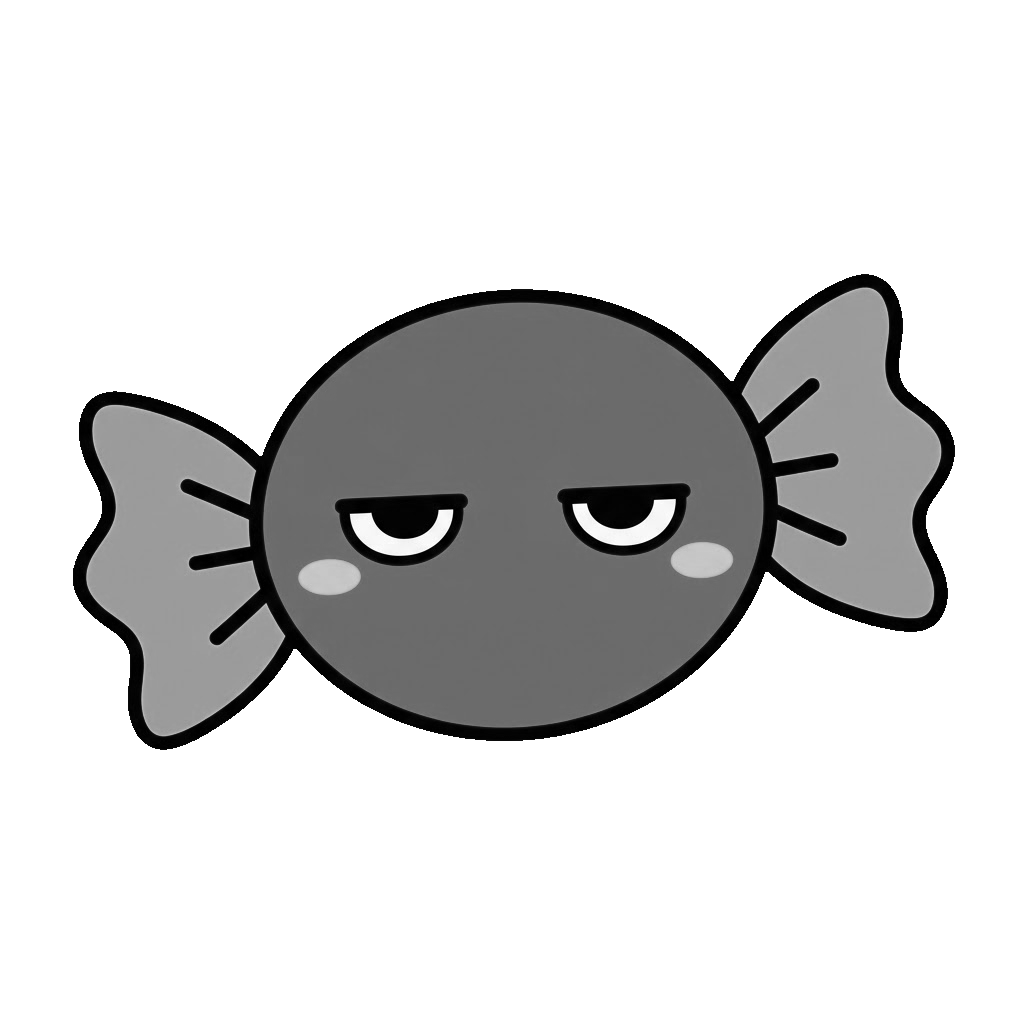ハロウィンのお菓子のかわいいイラスト（モノクロ）