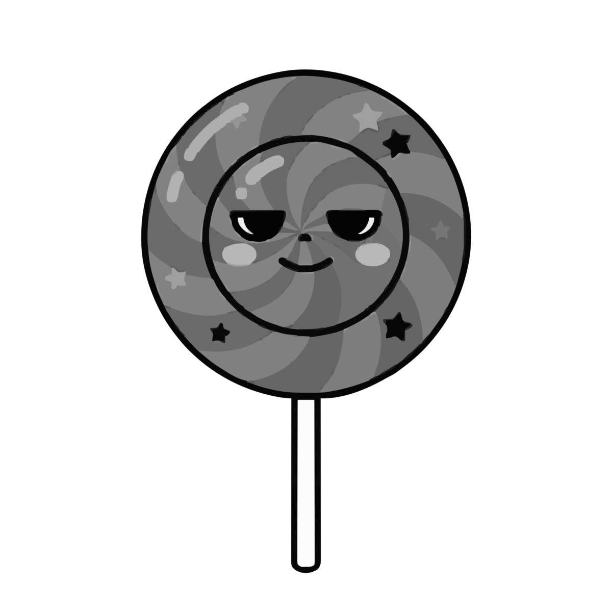ハロウィンのお菓子のかわいいイラスト(モノクロ)