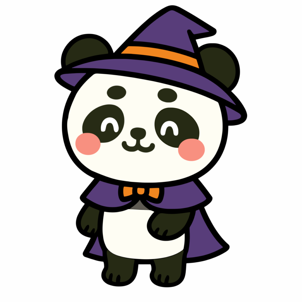 ハロウィン衣装を着たパンダのイラスト無料ダウンロード（カラー）